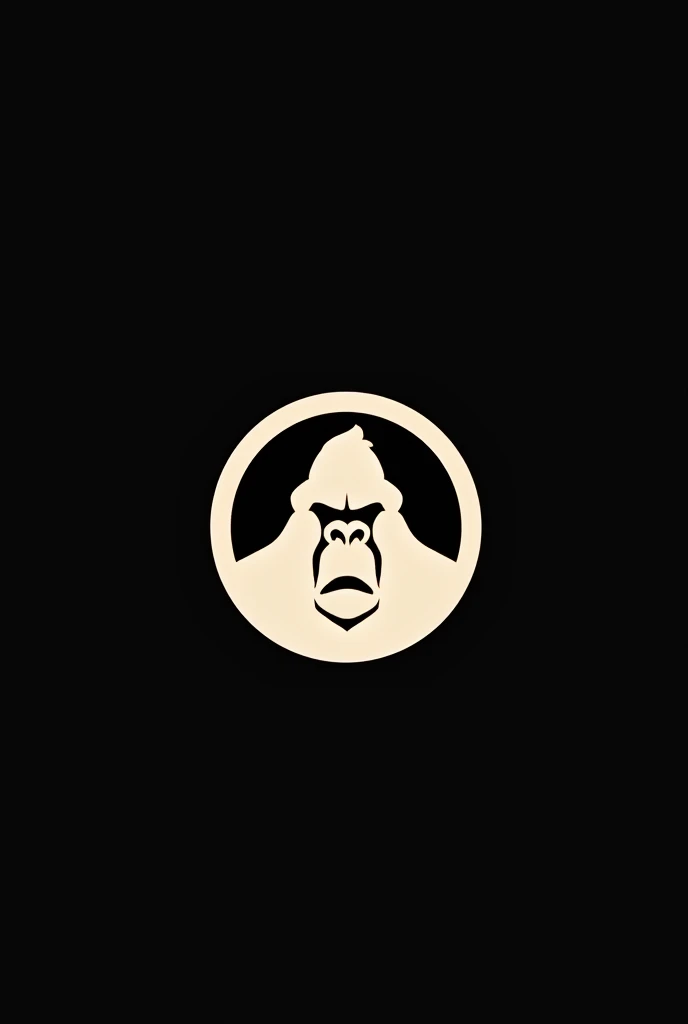 a silhueta do rosto de um gorila facing the front em um circulo, all white, like a minimalist logo, with him angry, facing the front, offwhite,  can be on a black background, he inside a circle, both the circle and the circle have to be white 