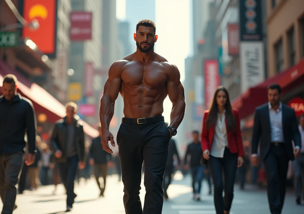 Make a man with a good body walk and people will look at him
