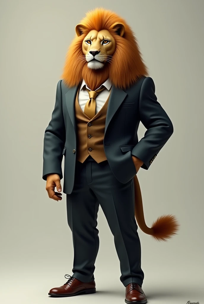 A fluffy lion man with wearing a suit
