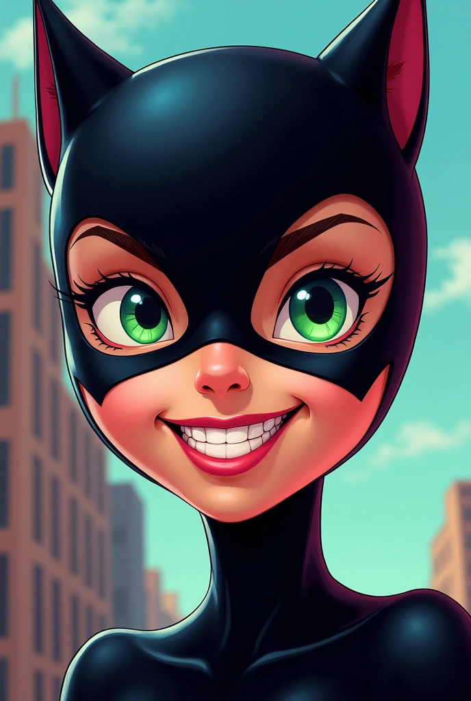 young Catwoman's face, cartoon