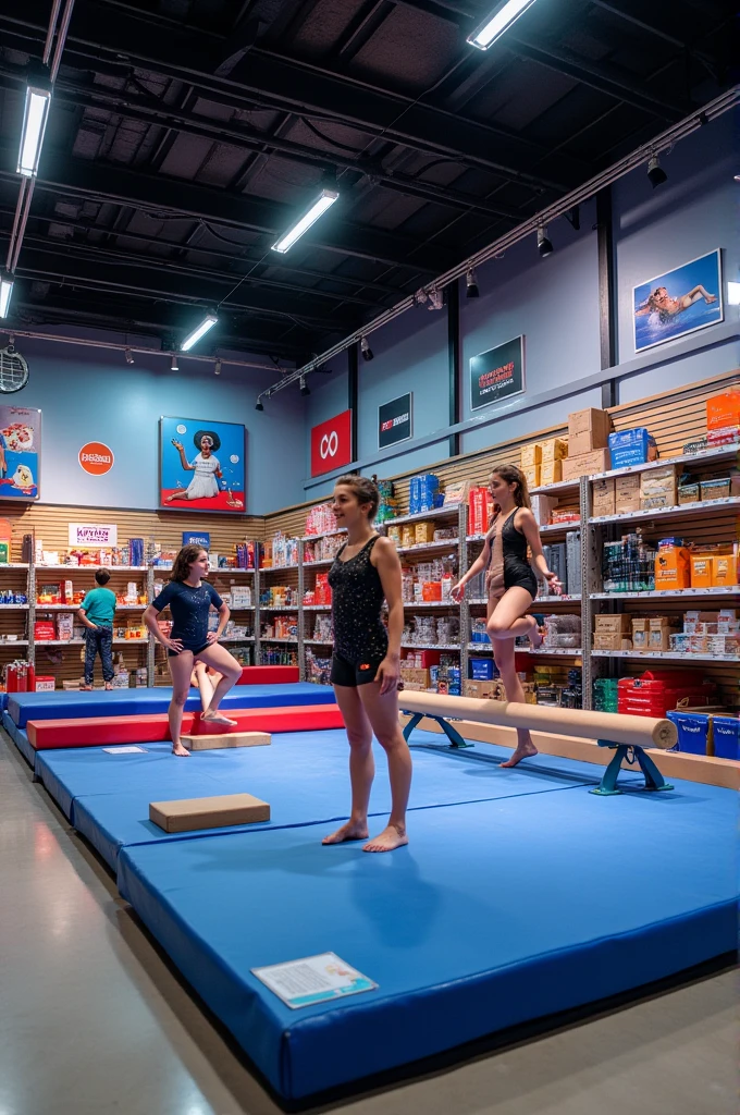 How to display gymnastics products in a hardware store 