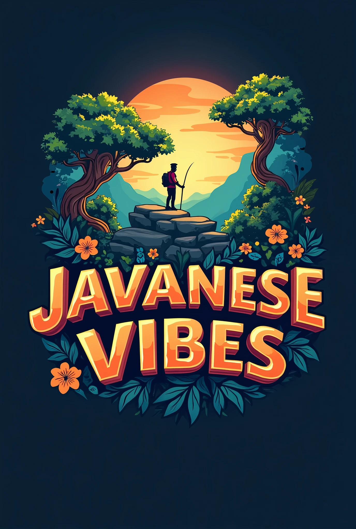 Can you please create a logo for my YouTube channel name JAVANESE VIBES where I upload story joke video with game play vide in background.