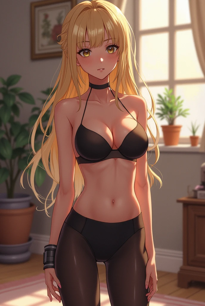 Blonde in anime sex leggings