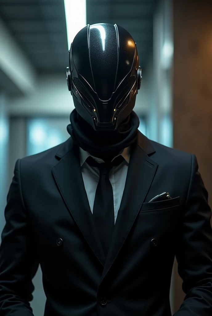 A guy who wears a cool and stylish mask all over his face