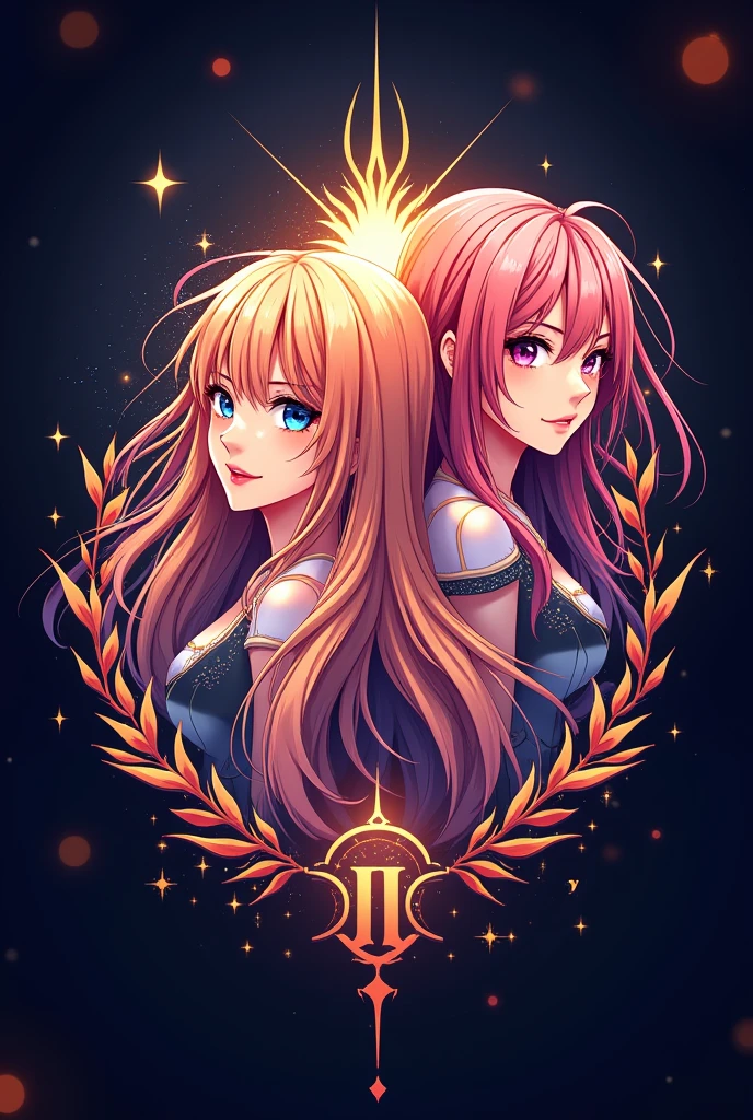 Create a logo for (ARW) with leo and some hot lovely anime girls