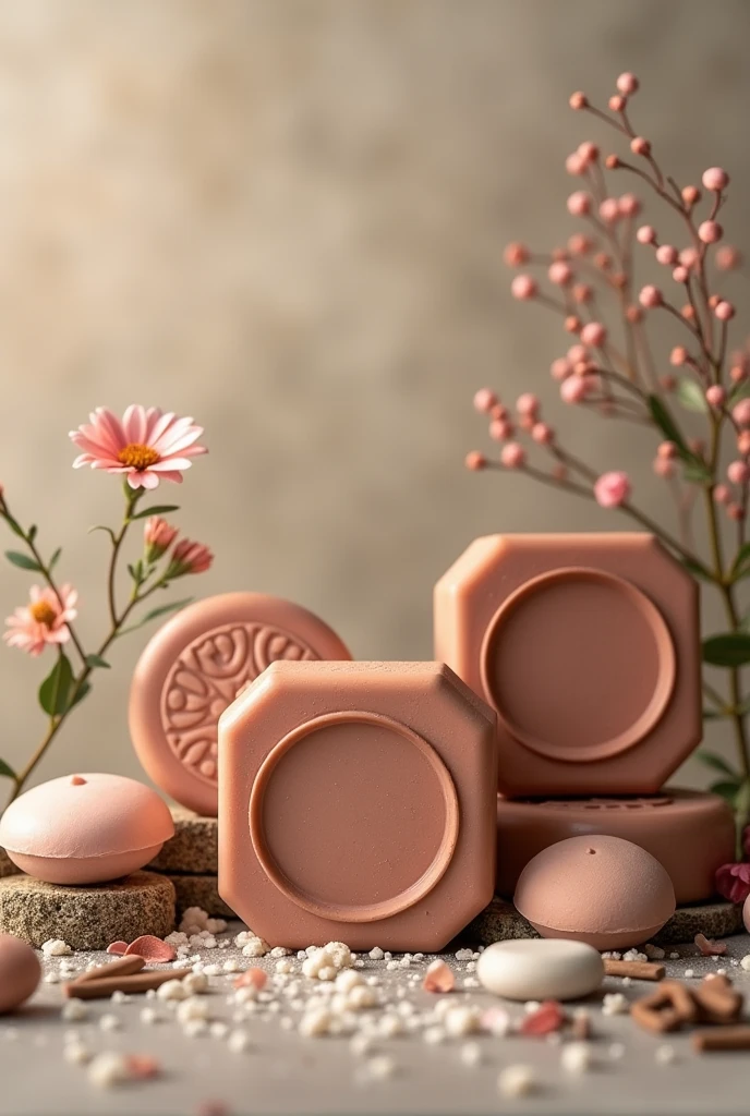 A decorative image with 5 topics however, bigger and without anything written as if it were a banner according to the theme "clay soap"