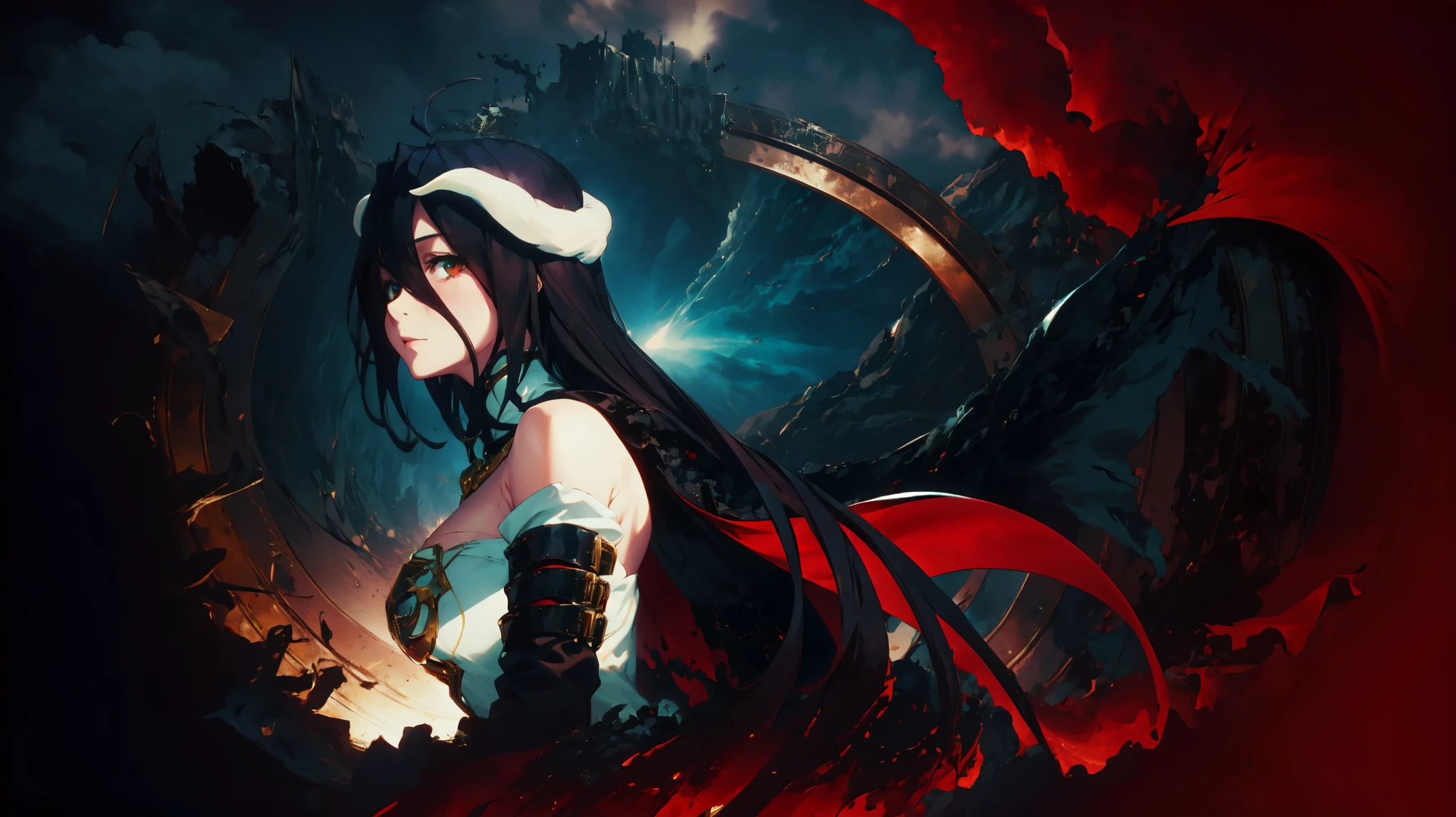 1girll，White color hair，Various hairstyles，Wear a black flower on your head，beauitful face，crisp breasts，Convex buttocks，Wearing a black gauze tights，Wear a black wristband，Black lace-up heels，Wearing a black military uniform overcoat，The inside of the coat is red，perfectly proportioned, Cinematic lighting, filmgrain, Fujicolor, lightand shade contrast, 8k, Masterpiece, Textured skin, Super detail, high detal, High quality, A high resolution,