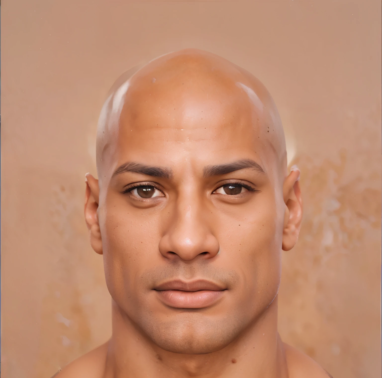 arafed image of a man with a bald head and a bald face, middle eastern skin, realistically rendered face, face as of dwayne johnson, tanned skintone, face very realistic, medium skin tone, highly_detailed_face!!!, full face portrait, 3  man, with detailed facial features, single realistic face