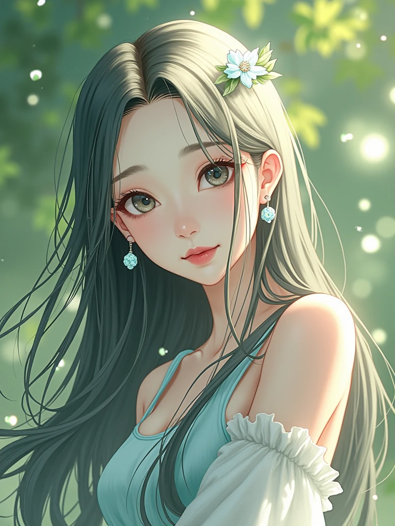 Anime long black hair Chinese beautiful girl