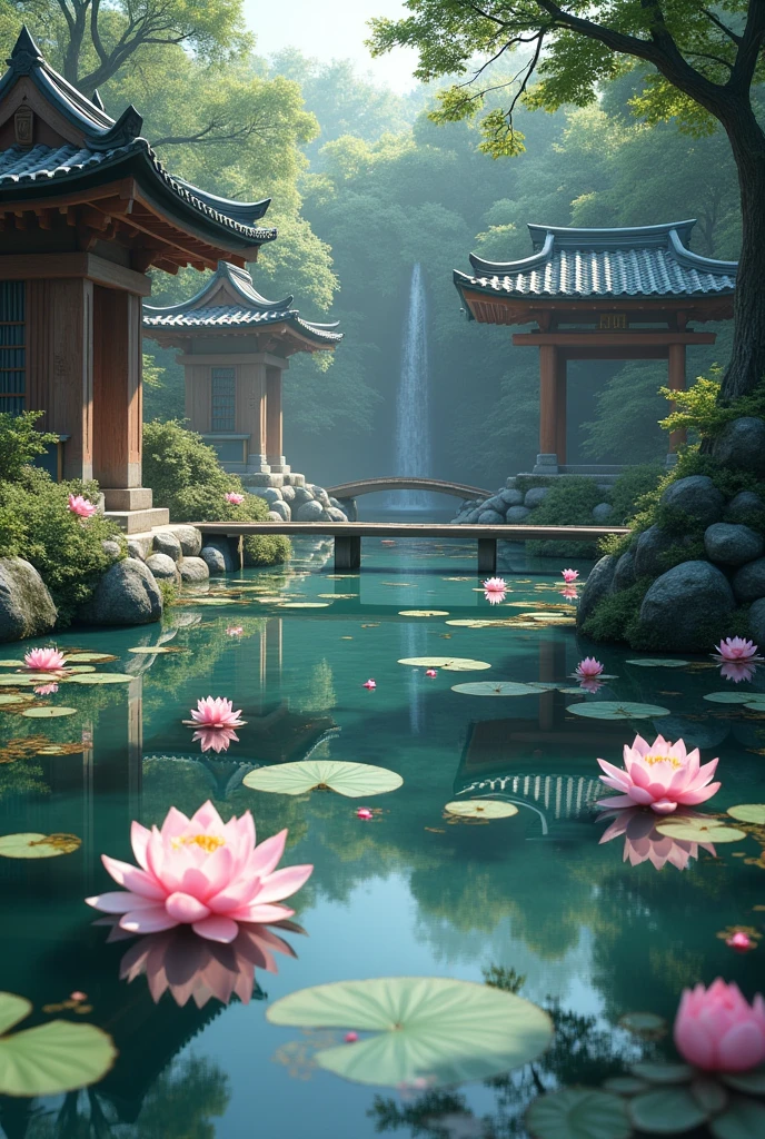 Lotus pond in the shrine