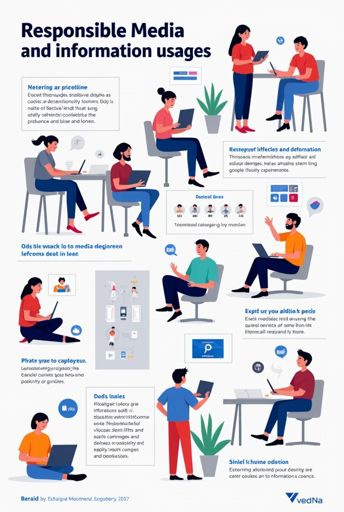infographic poster showing their responsible use of media and information be creative and simple yo draw in animate and use one media to design it