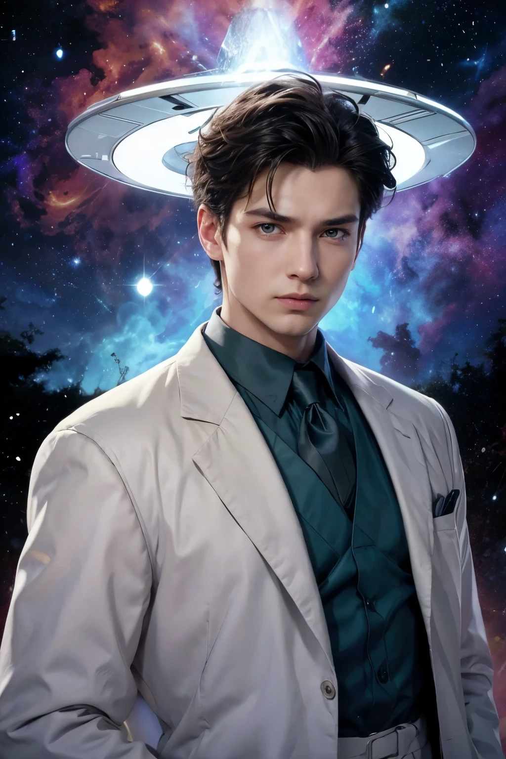 A close-up of a man in a suit and tie、There is a halo around his head.。, (doctor), doctor, Thin male fantasy scientist, Reed Richards, inspired by nelson alexander ross, A fox-like man in a white coat, Official Fan Art, Lucifer the Star, Man with Halo, elite scientist, Avatar Image, rick dai, Official Art, High resolution consignment