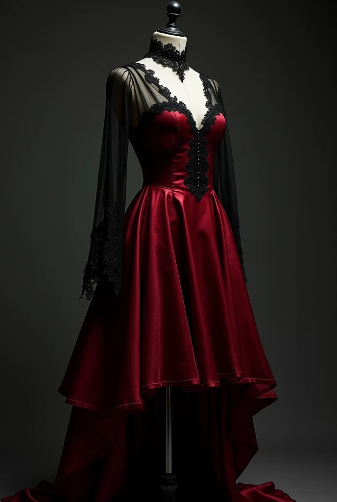 Black and red creepy dress on a mannequin