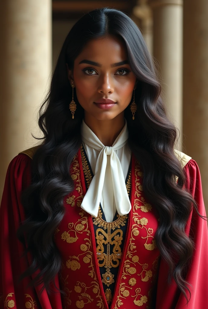 Wearing full body Academic regalia wealthy sri lankan average beautiful girl(look big breasts and look big butt)