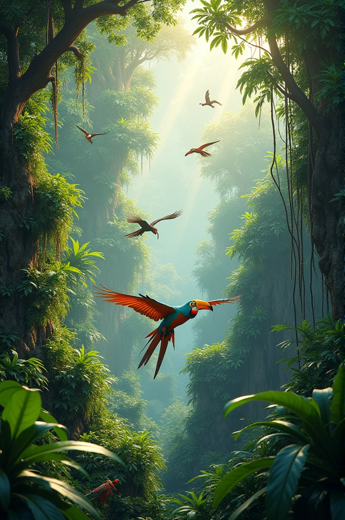 Jungle with birds 