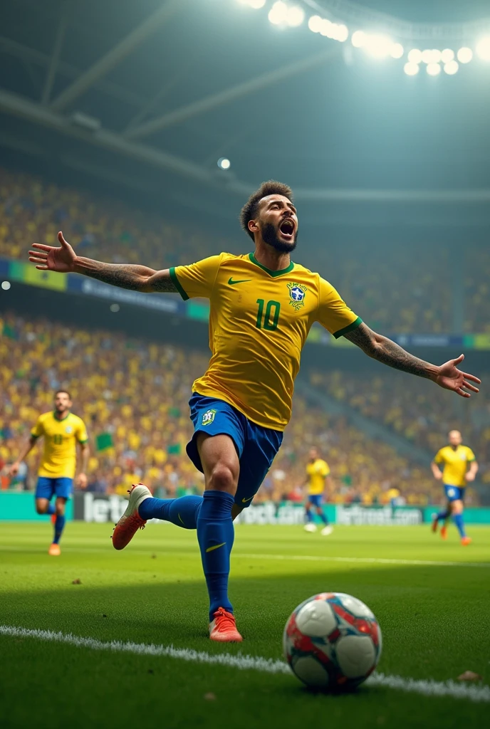 Neymar scored a goal in the World Cup for Brazil