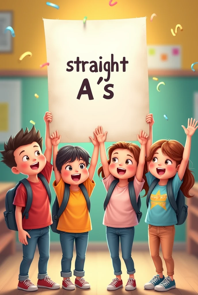 4  holding a paper said “Straight A’s”