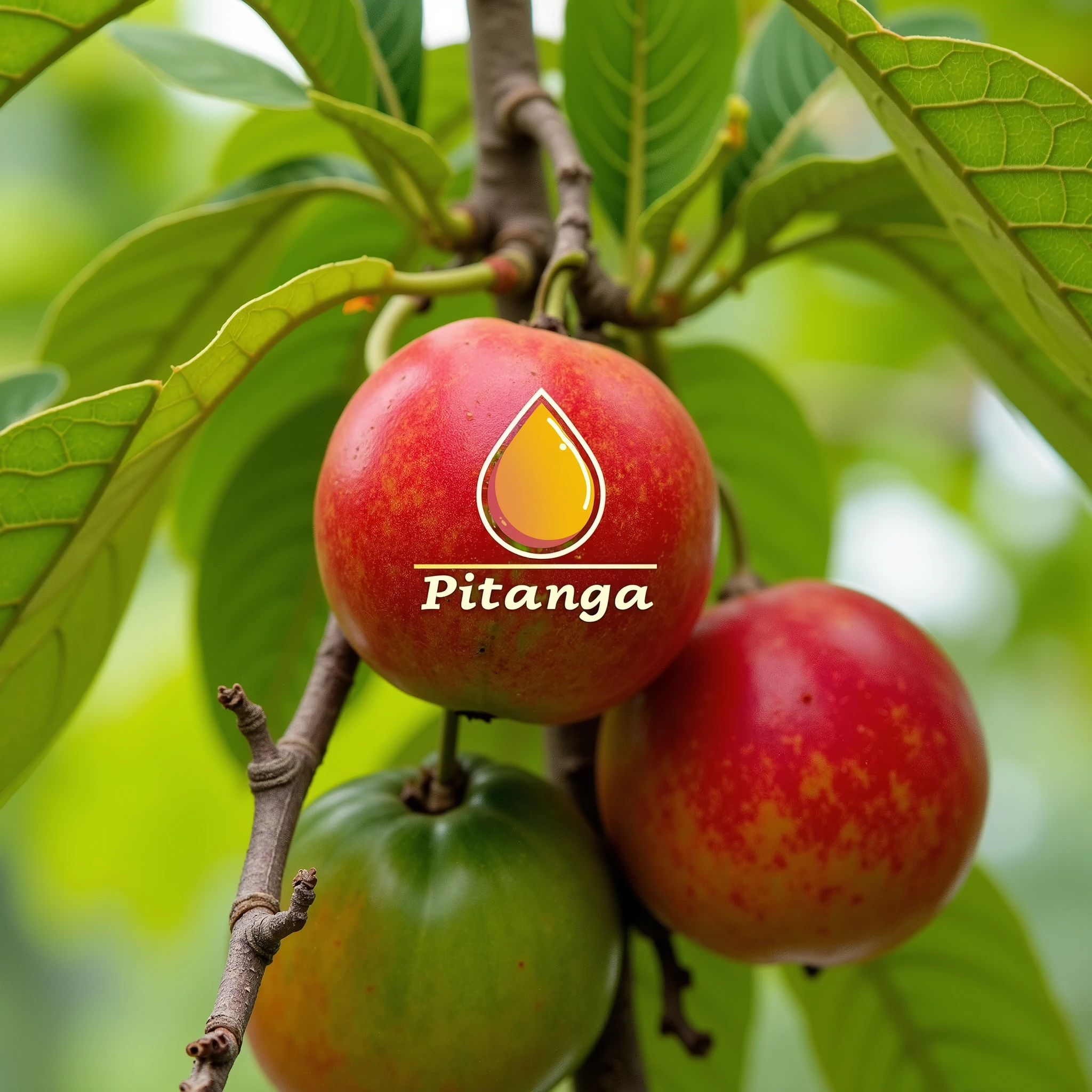 I want a logo for my company called "Pitanga". It is a company in the food industry. I want a logo inspired by the Pitanga fruit. My slogan is "Brazilian delicacies". I want the colors based on the color of the pitanga and with links to Brazil.