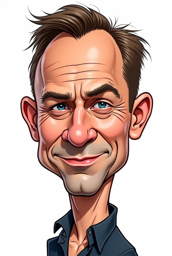 A long shot of the caricature of Daniel Craig's face, comic style, 2d shading, white background.