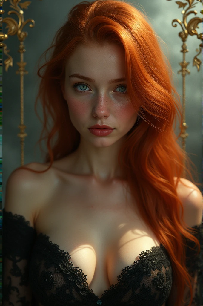 (solo, full body photo:1.3), (action packed:1.3), (haze, fog, mist:1.3), chiaroscuro, best quality, photorealistic, 1woman, (cute), (24yo:1.2), redhead, long ginger hair highly detailed, 1700'S, digital photography, art by artgerm and ruan jia and greg rutkowski surreal painting gold butterfly filigree, broken glass, (masterpiece, sidelighting, finely detailed Fashionable eyes: 1.2) (perfect oval large eyes that gazes at the viewer), beautiful detailed face, blue gorgeous perfect eyes, (blonde hair ponytail), (attractive young woman:1.3), (thick amazing hair), (seductive:1.1), (blushing:1.1)