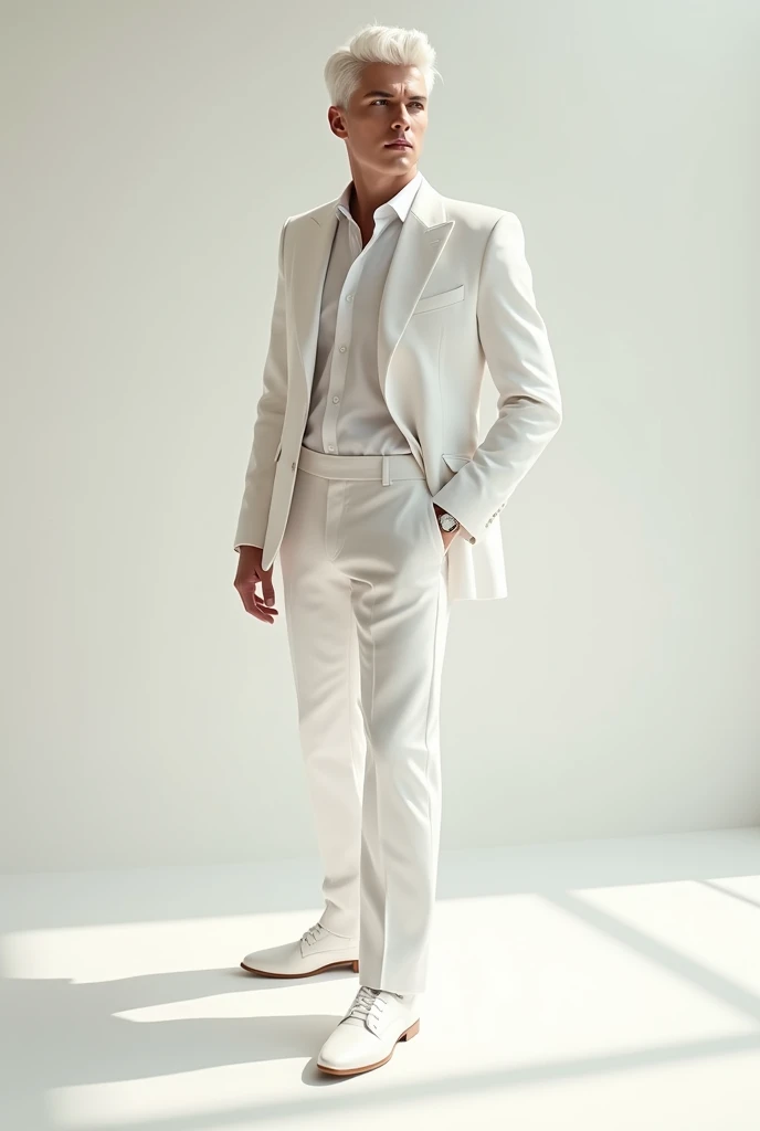 handsome white hair suit white boy