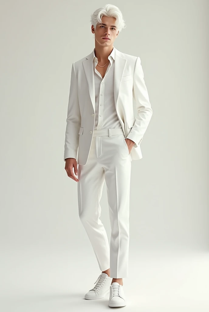 handsome white hair suit white boy