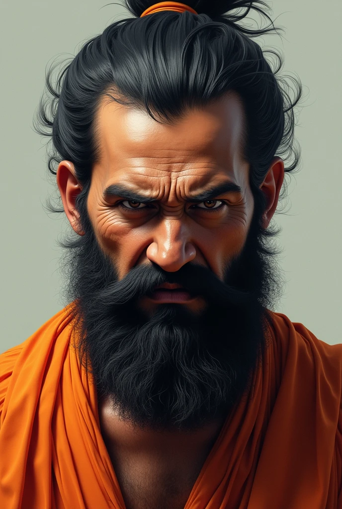 Angry indian man with upper body only with beard 