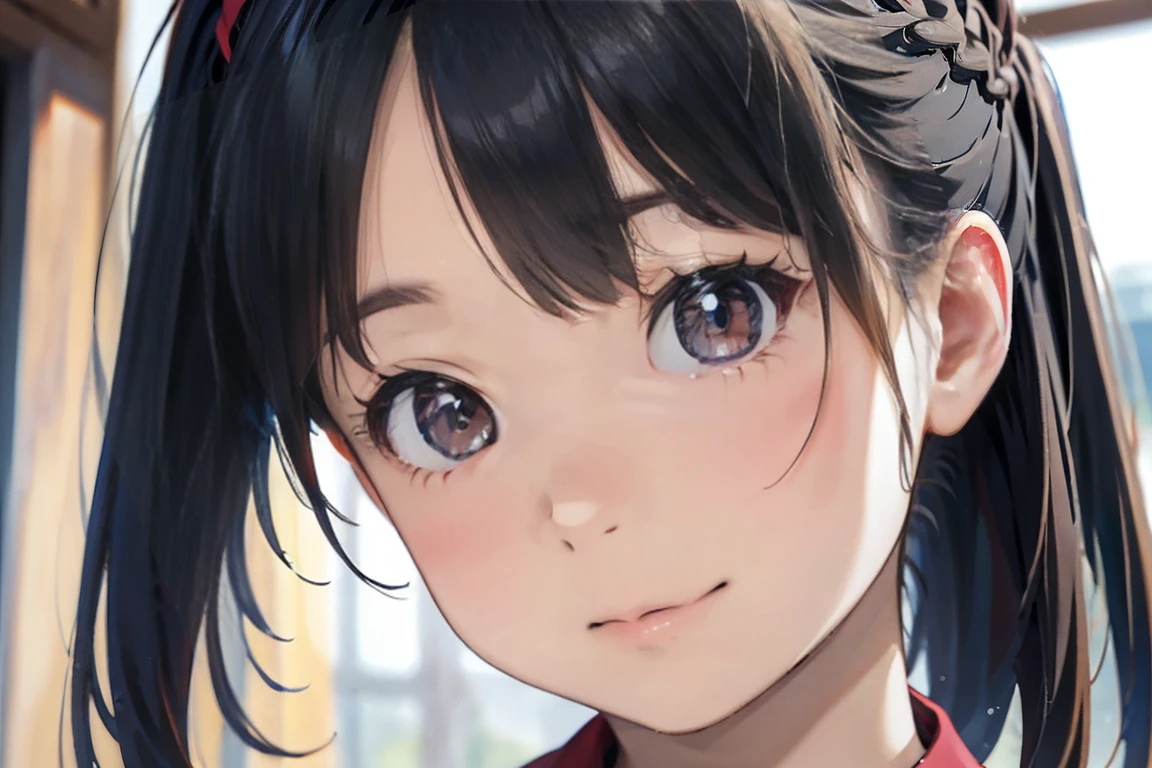masterpiece, best quality, extremely detailed, (realistic, photo realistic:1.2), high resolution, RAW photo, 8k, Asian girl, 18yo, side bun,slender、