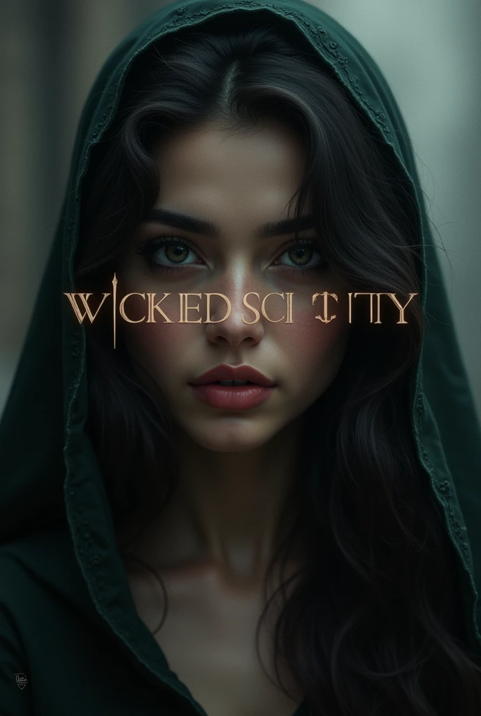Picture of a beautiful and evil Pakistani girl 
Write wicked society on it as a logo