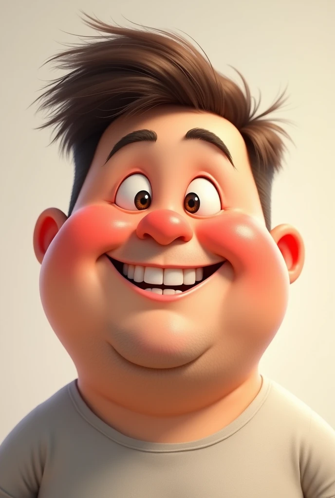 Create a chubby young man with rosy cheeks