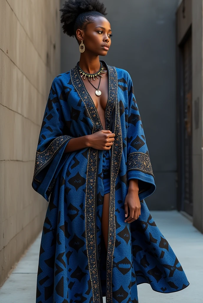 Use Shweshwe blue and black fabric for chic,  streetwear Incorporate Ndebele beadwork as embellishments on accessories or modern jewelry.