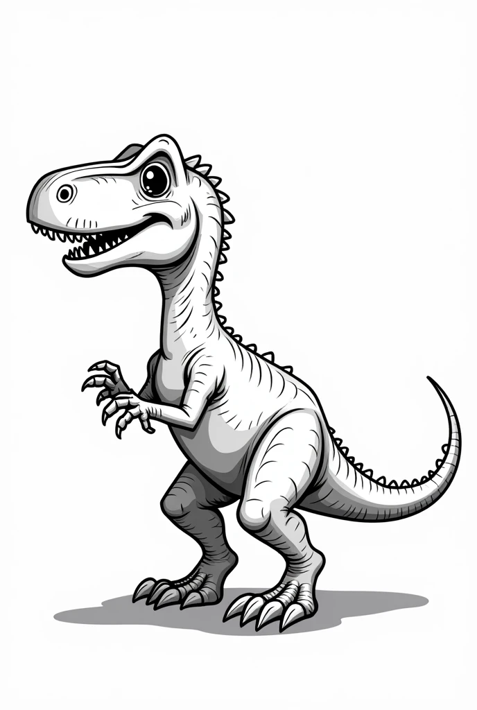 Generate me a dinosaur coloring picture, shadows for children from 6 to years old resembling black and white, remembering that the background of the image is completely white, the drawing must be completely without writing