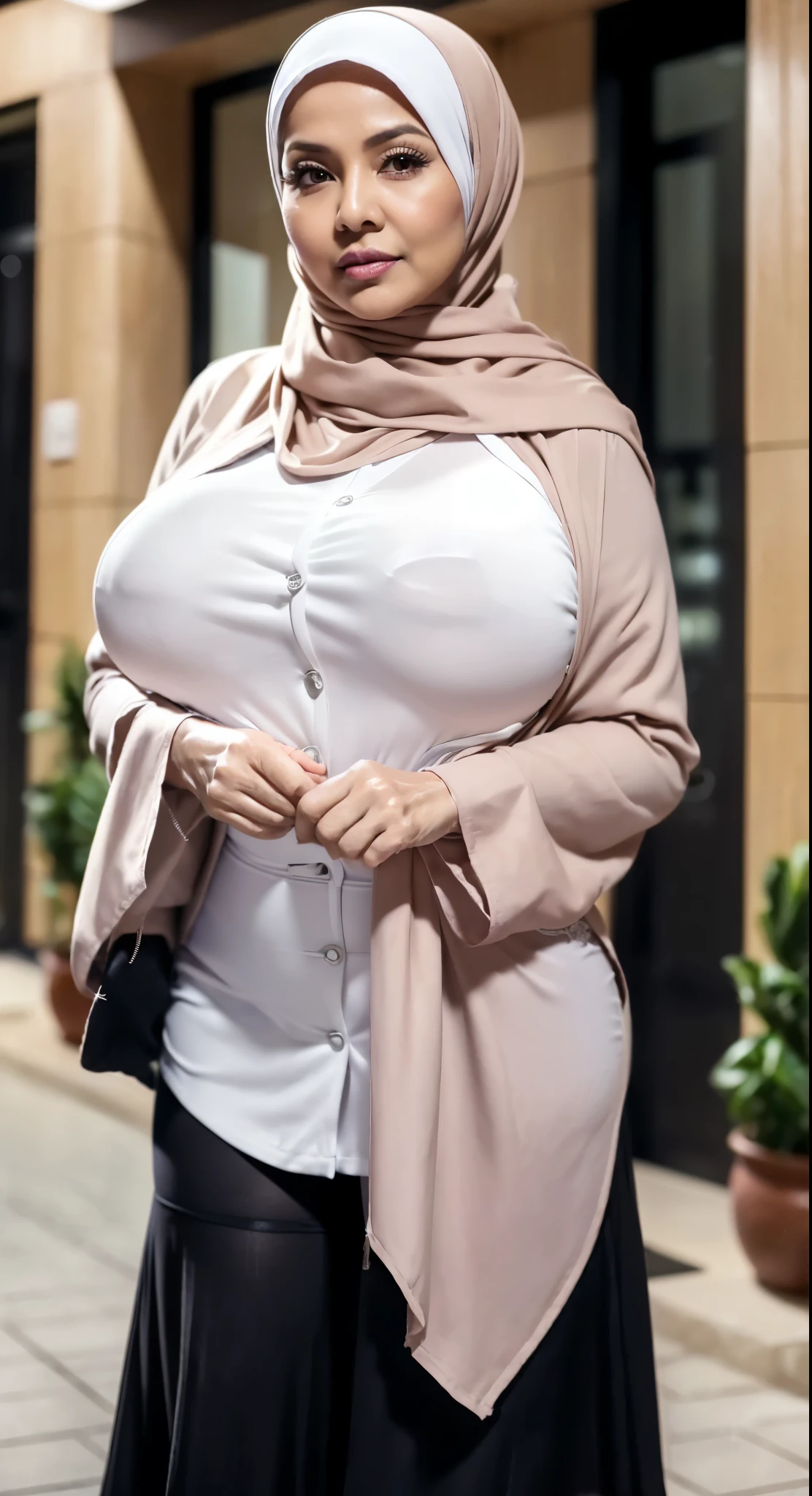 5, (Sugar Granny), (Sensual Lips), (White Skin), beautiful Hijab Indonesian mature woman, (Big Veiny : 1.3), (Blazer, Sport Bra, Garter Stockings pants, Pencil Skirt), curvy body, (Breast about To burst out from her clothes), (((Crawling position))), (((at doctor office, Dark light, at Nighttime))).