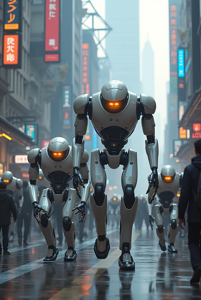 A street full of AI robots