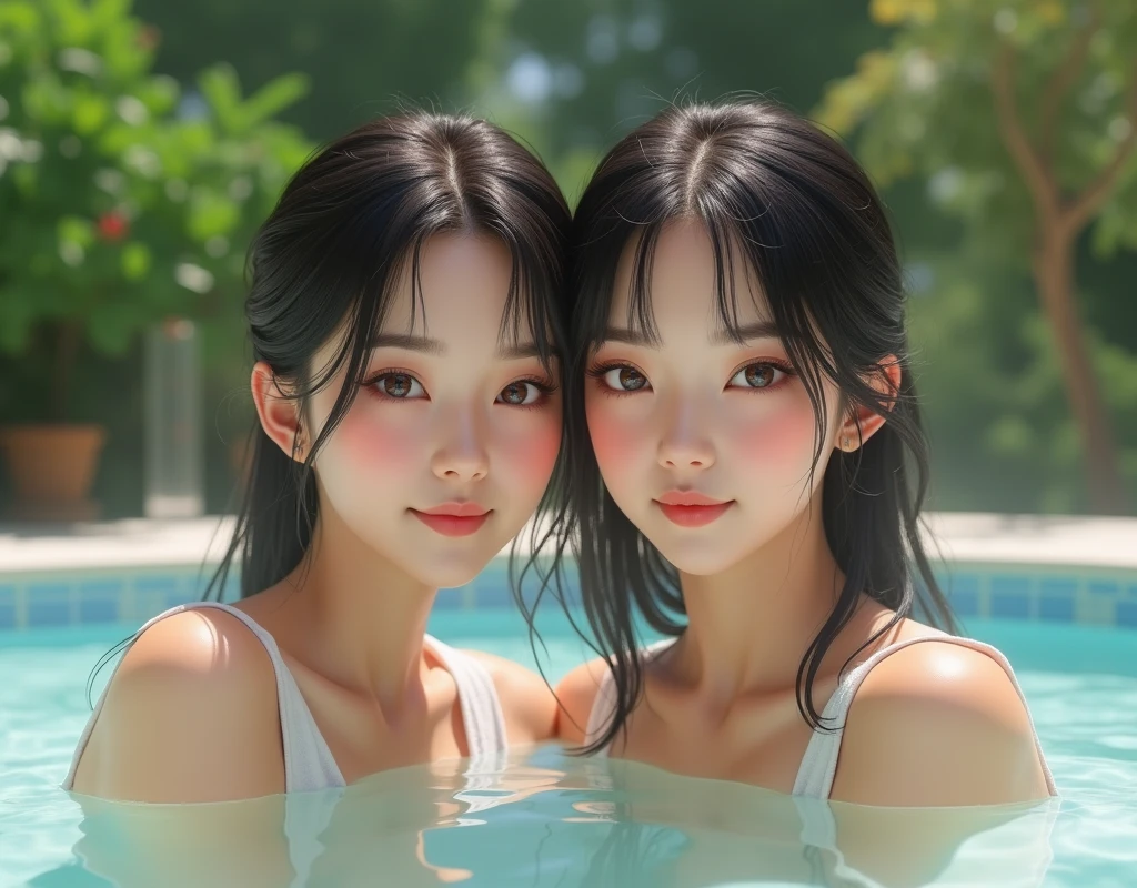 (Masterpiece: 1.4), two girls, kissing, sticking out their tongues, exchange of saliva, tears, underwear, wistful expression, skin wet with sweat, wet underwear, sexual arousal