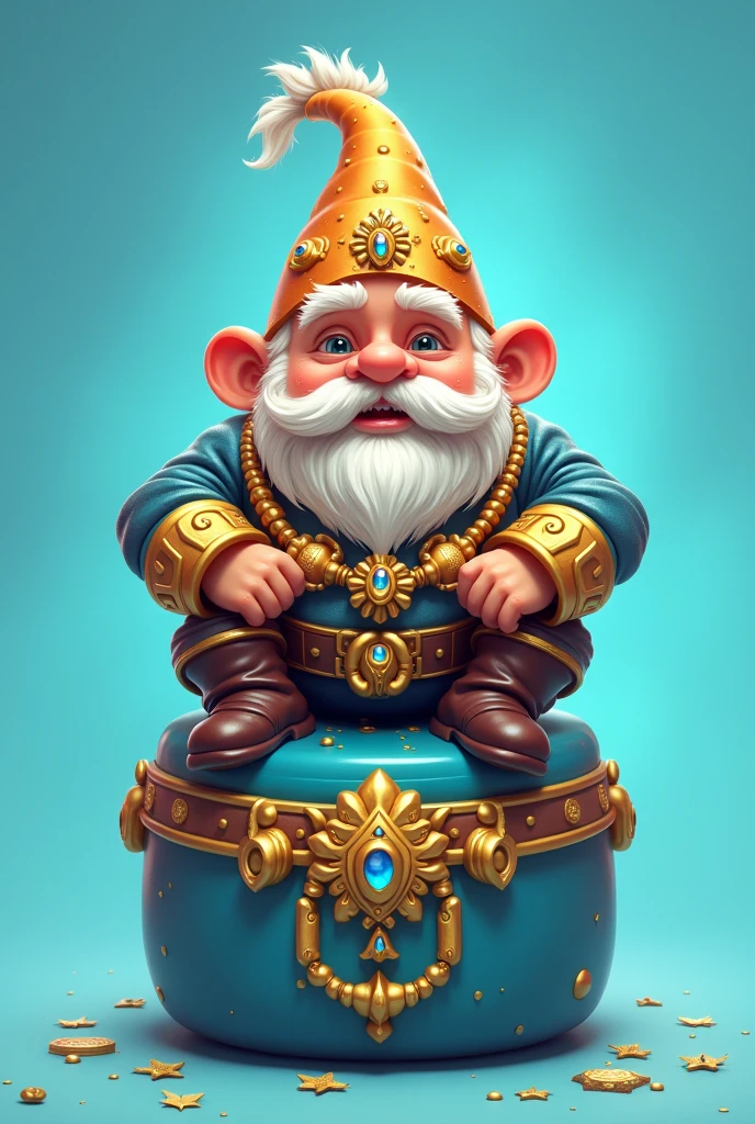 Light blue color icon bar, sitting dwarf on icon bar, dwarf wear gold jwelleries