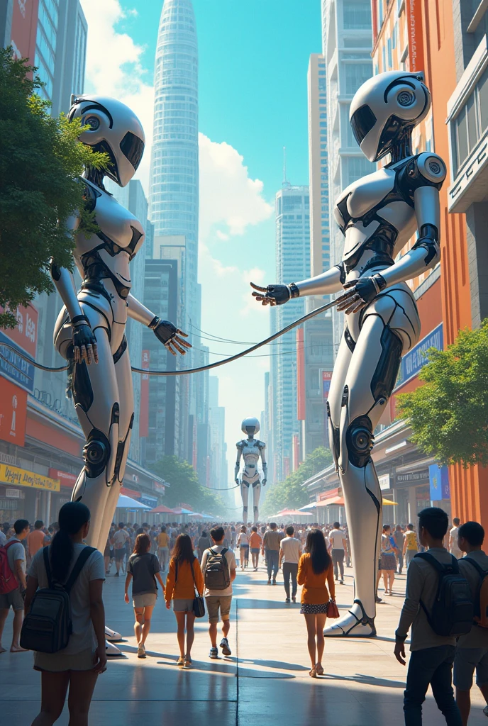 A world where humans and robots are friends