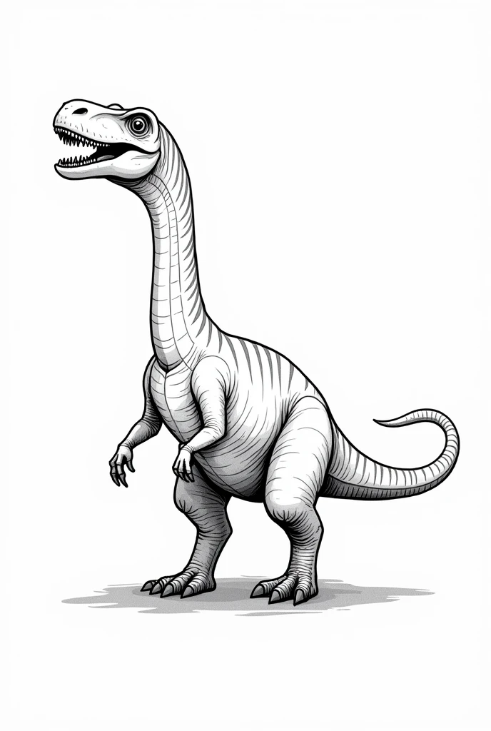 Generate me a dinosaur coloring picture, shadows for children from 6 to years old resembling black and white, remembering that the background of the image is completely white, the drawing must be completely without writing