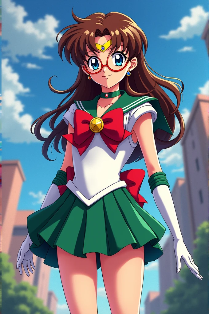 Sailor Jupiter brunette with glasses in anime version