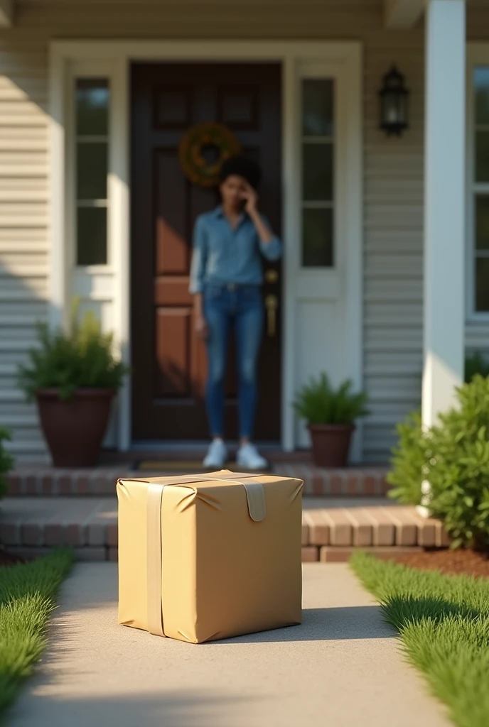 A scene where a package was delivered to the front door even though it had not been delivered to the door