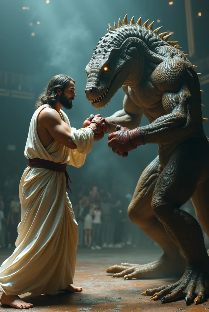 Jesus boxing fight with danger lizard ultra realtics hd image 4k
