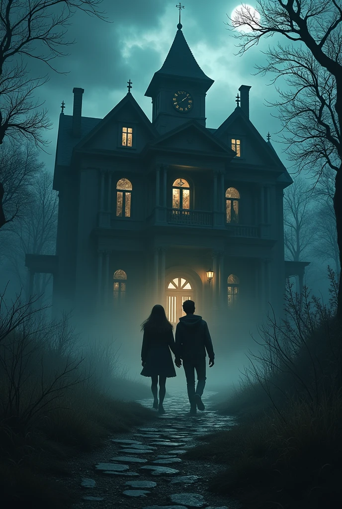 **Intro Prompt:**
"A dark, abandoned mansion looms on a stormy night, shrouded in mystery and fear. Faint whispers echo through the halls as an eerie wind howls through broken windows. The creaking of ancient doors disturbs the sil dance in the flickering candlelight. In this cursed place, where no one dares to enter, a young couple unknowingly steps into a nightmare that will change their lives forever. The haunting begins..."