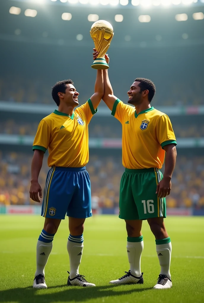 Ronaldo the Phenomenon and Ronaldinho lifted the 1998 World Cup trophy