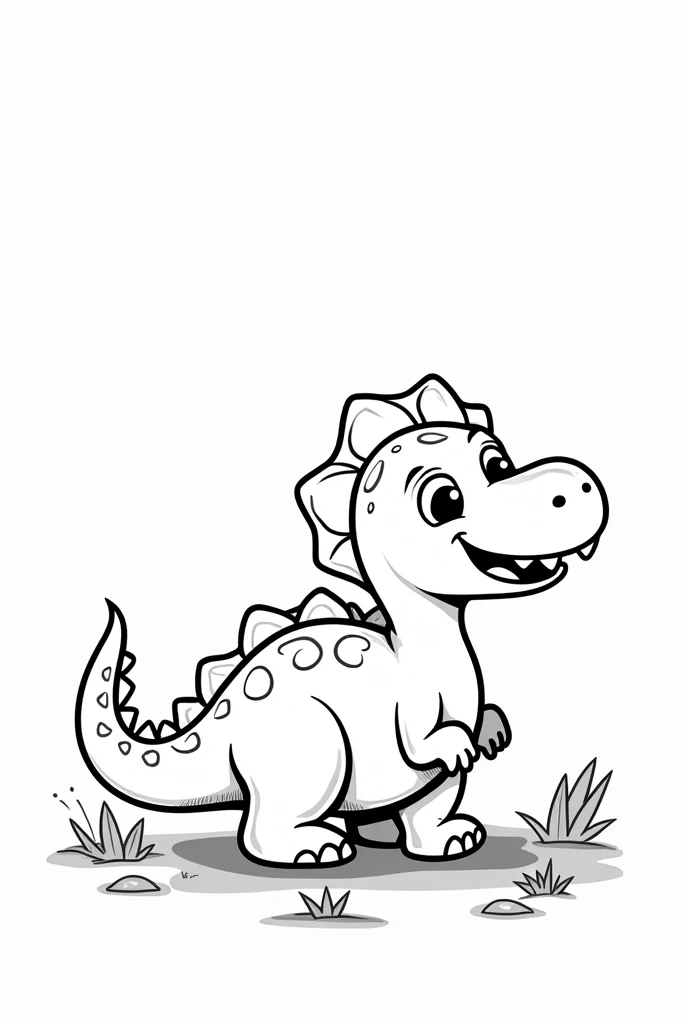 Generate me a dinosaur coloring picture, with details in the background of the image shadows for children from 6 to years old resembling black and white, remembering that the background of the image is completely white, the drawing must be completely without writing