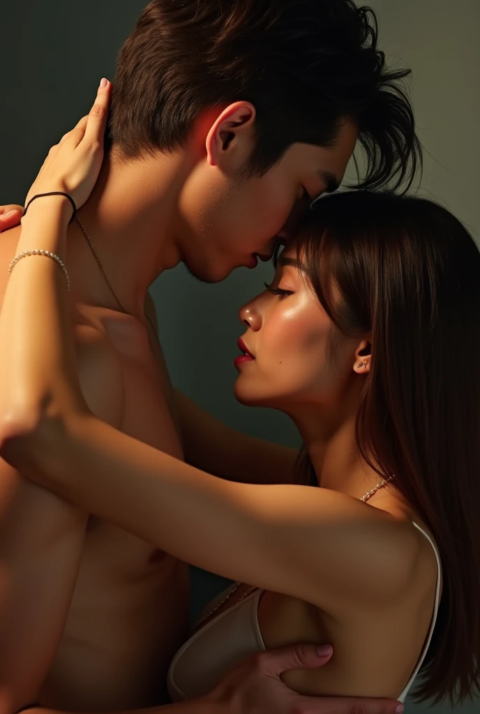A beautiful Japanese prostitute in her twenties sexually seducing a man.