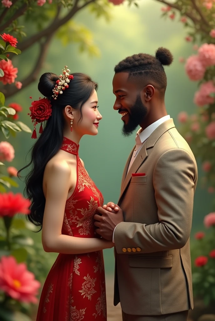 Chinese girl with african man wedding.