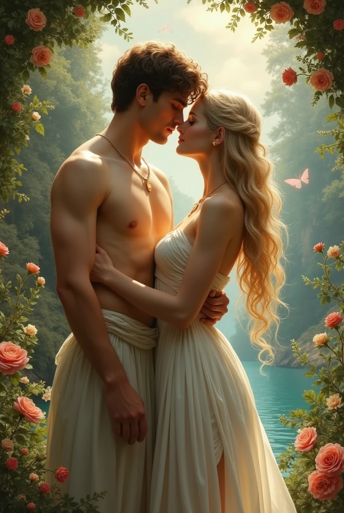 Aphrodite make her blonde hair,She fell in love with a very handsome young man named Adonis with brown hair