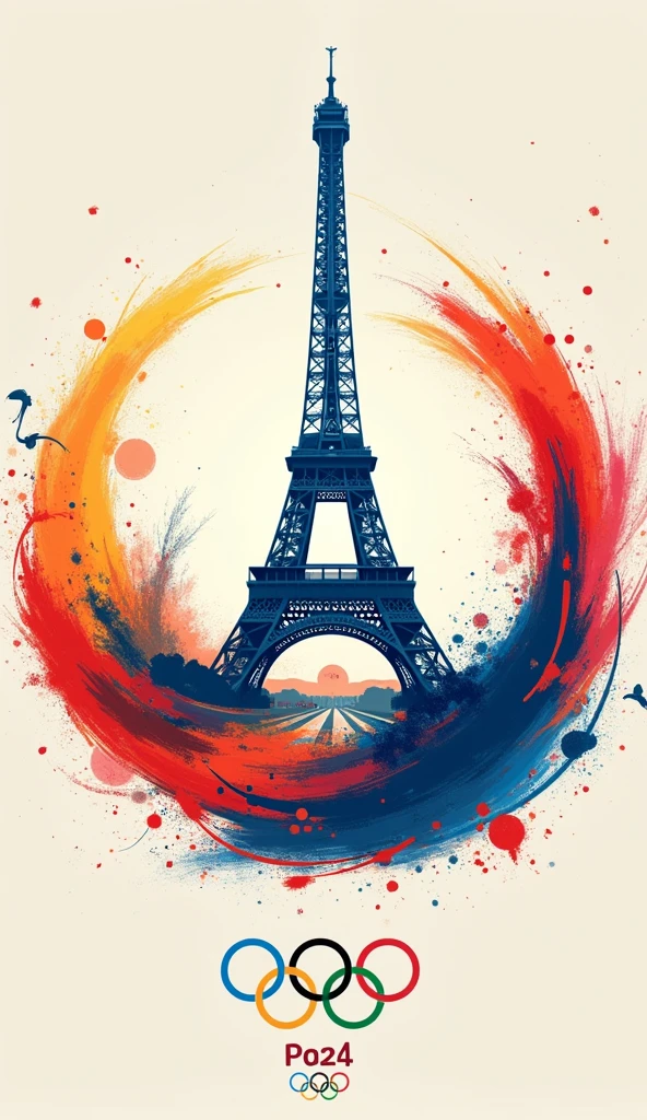 An advertising poster for the Paris 2024 Olympic Games that conveys the Olympic spirit long and easy to draw