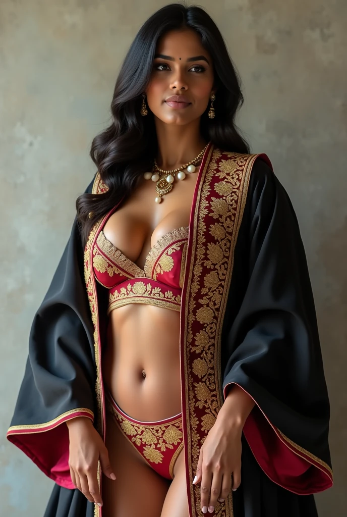  Wearing full body  Academic regalia  wealthy sri lankan average beautiful hot girl(look big breasts and look big  butt) 