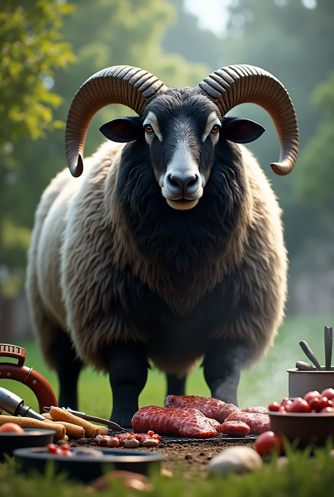 Valais Blacknose
كبير جدا وصخم يشوي اللحم في الحديقه realistic, real, high resolution detail, full photo like rea